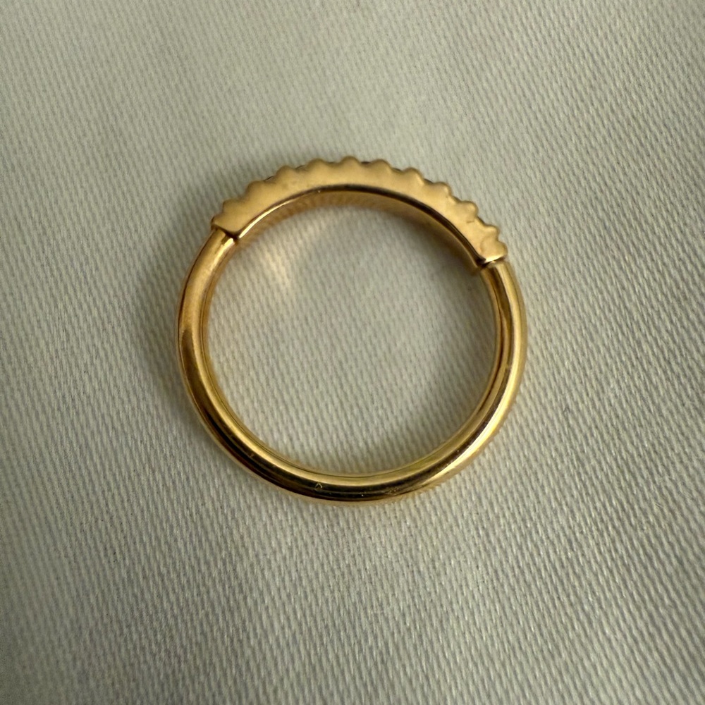 16g Gold Outside Gem Ring 14k yellow gold 7/16” CZ - Picture 3 of 5